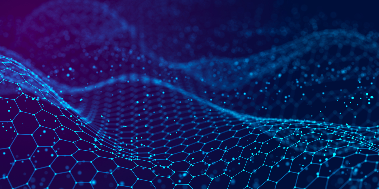 Abstract image of a mesh system in blue